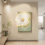 3D Sandstone Flower LED Wall Art Decorative Painting with USB and Remote Control