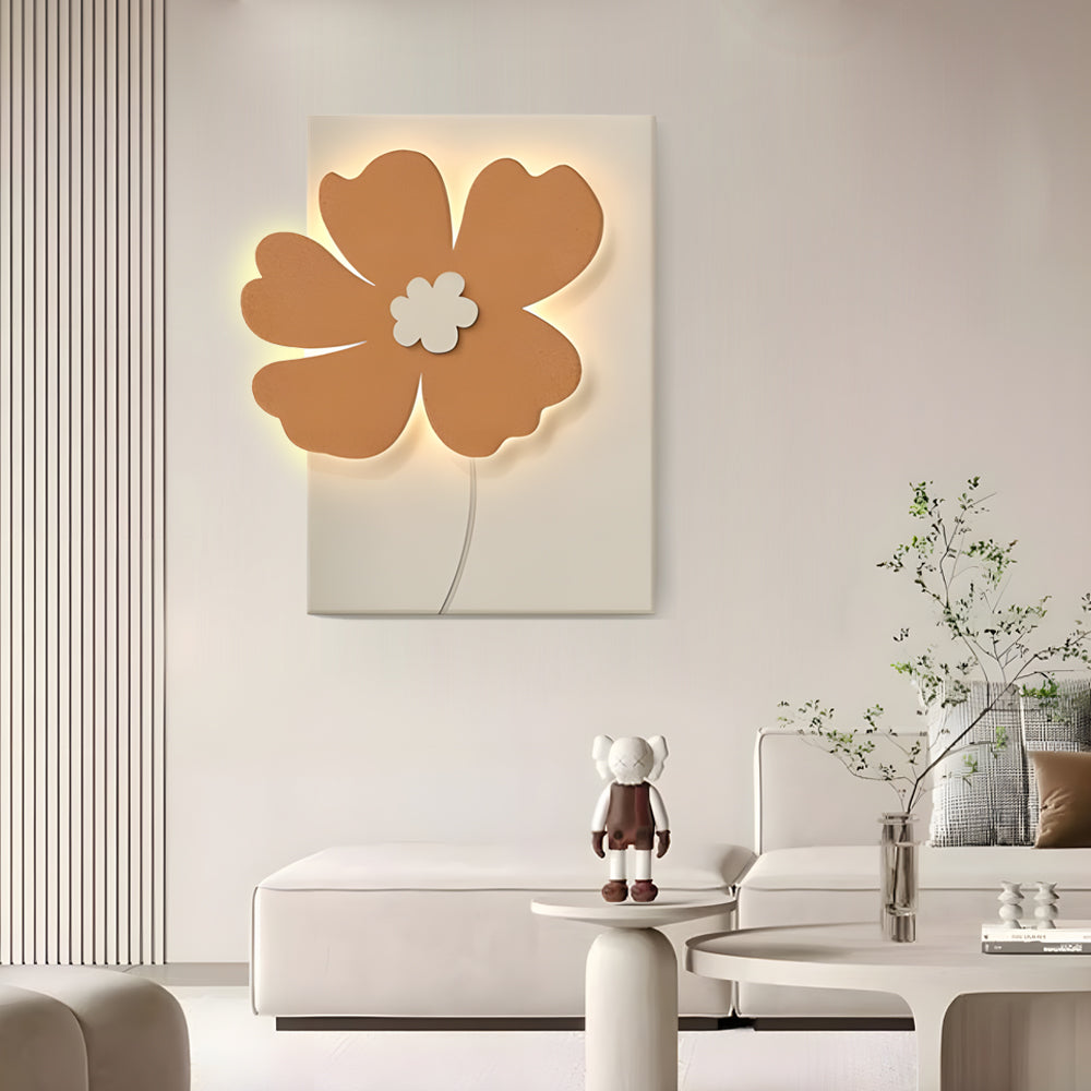 3D Sandstone Flower LED Wall Art Decorative Painting with USB and Remote Control