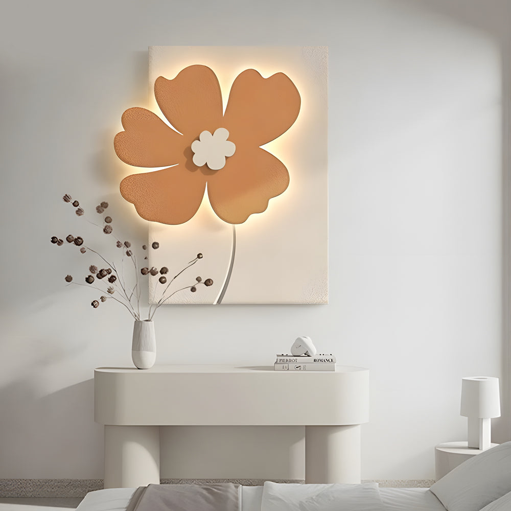 3D Sandstone Flower LED Wall Art Decorative Painting with USB and Remote Control