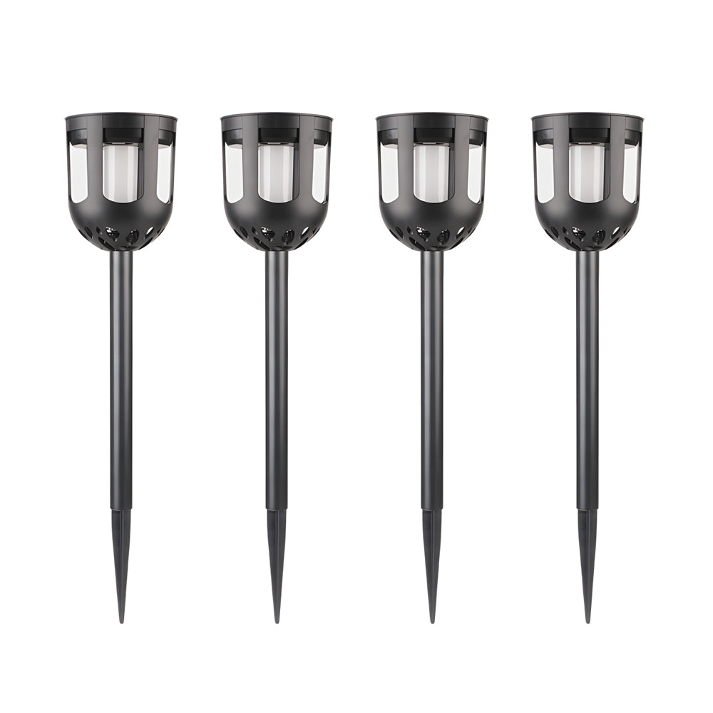 4 Pack Waterproof Solar Outdoor LED Pathway Lights with RGB and Warm White Lighting Modes