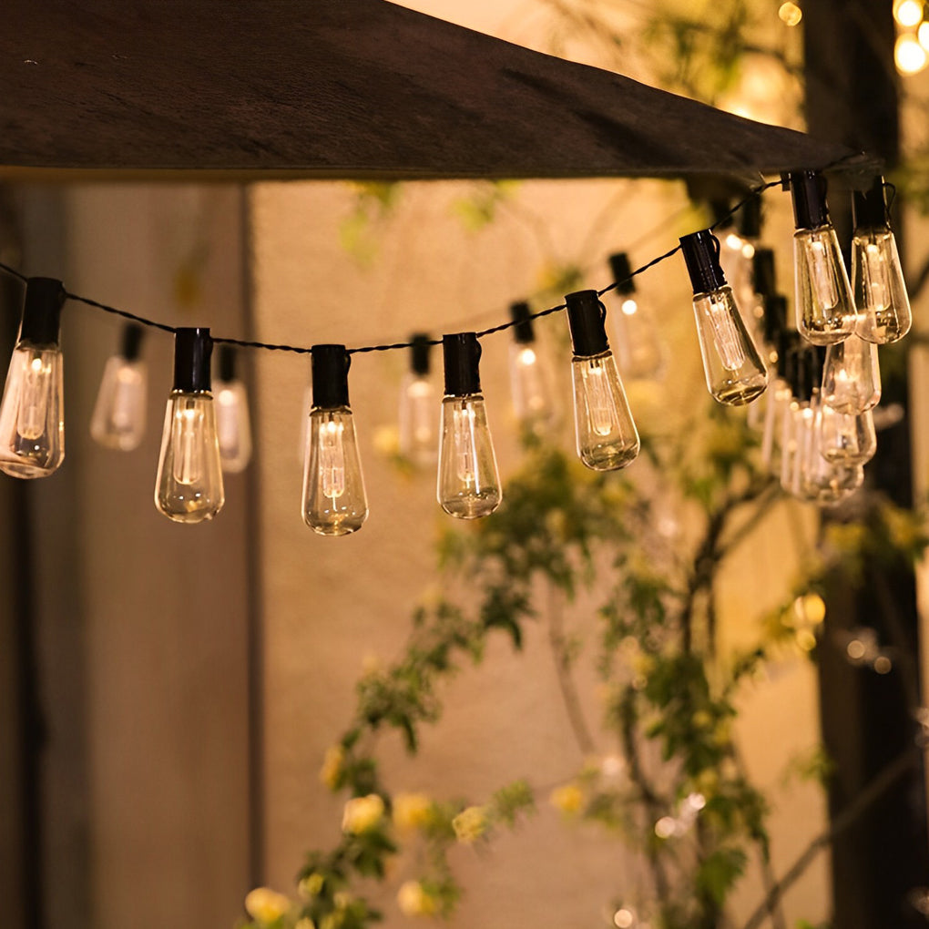 40 LED Retro Bulb Solar String Lights USB Rechargeable Warm White Outdoor Garden Hanging Decor