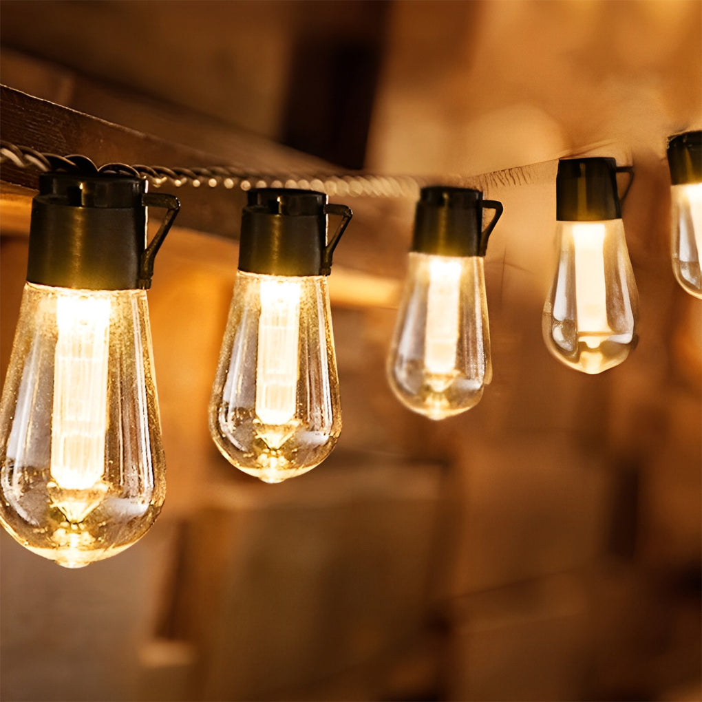 40 LED Retro Bulb Solar String Lights USB Rechargeable Warm White Outdoor Garden Hanging Decor