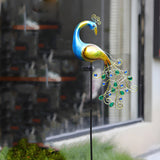 43.7 Inch Decorative Peacock Solar Garden Stakes 2 Pack Waterproof Metal Landscape Path Lighting