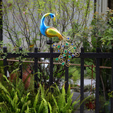 43.7 Inch Decorative Peacock Solar Garden Stakes 2 Pack Waterproof Metal Landscape Path Lighting