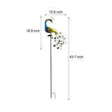 43.7 Inch Decorative Peacock Solar Garden Stakes 2 Pack Waterproof Metal Landscape Path Lighting