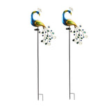 43.7 Inch Decorative Peacock Solar Garden Stakes 2 Pack Waterproof Metal Landscape Path Lighting