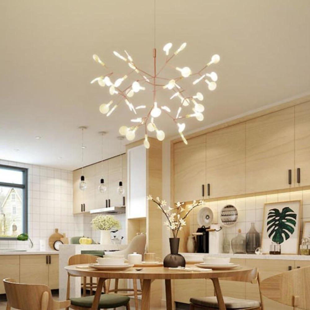45 Light Copper Sputnik Chandelier Modern Glass Globe Pendant Lighting for Living Room