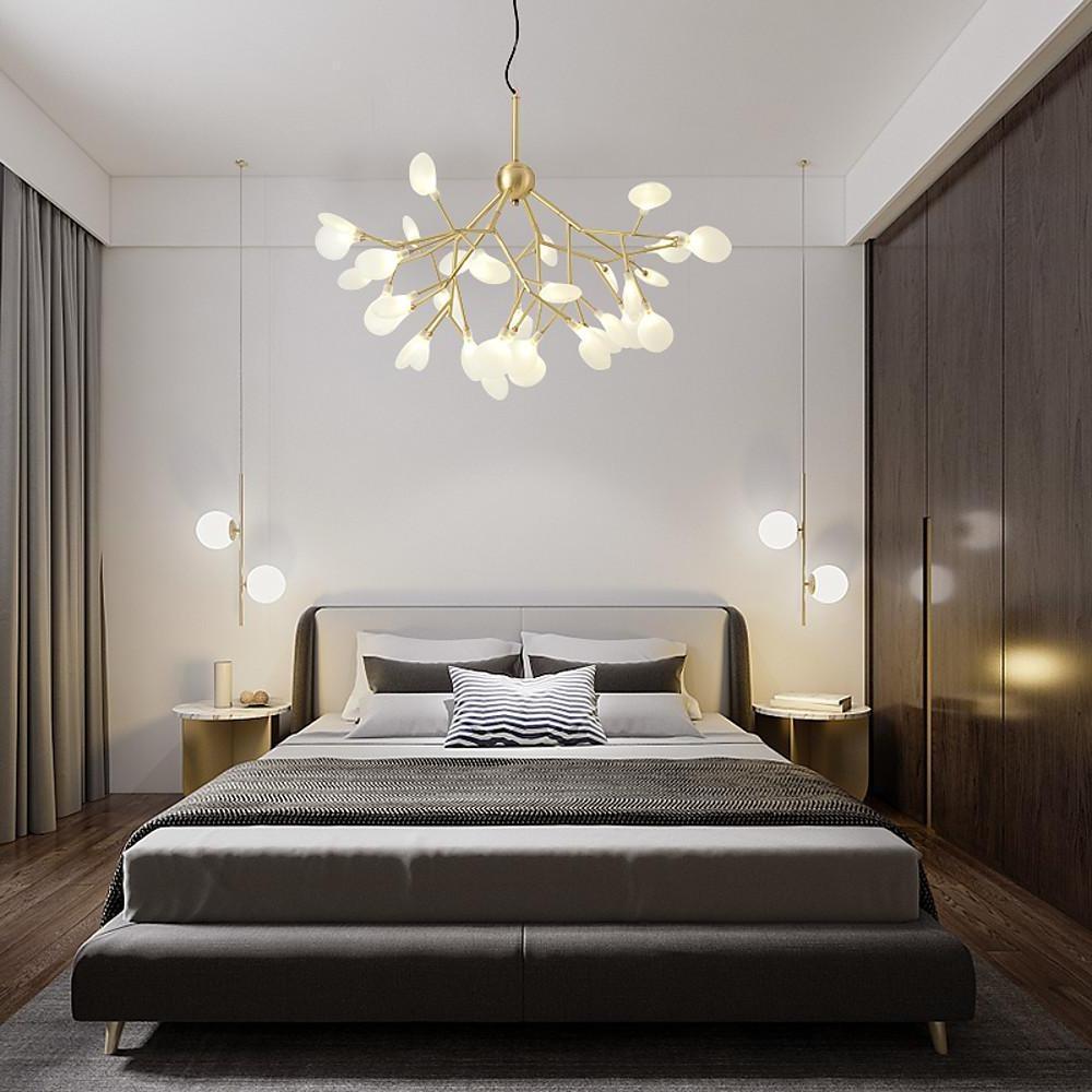 45 Light Copper Sputnik Chandelier Modern Glass Globe Pendant Lighting for Living Room