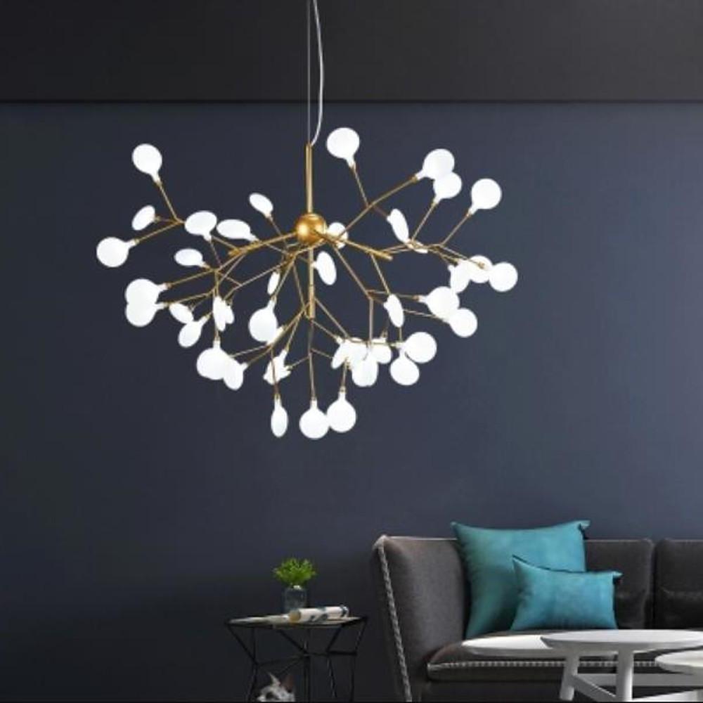 45 Light Copper Sputnik Chandelier Modern Glass Globe Pendant Lighting for Living Room