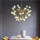 45 Light Copper Sputnik Chandelier Modern Glass Globe Pendant Lighting for Living Room