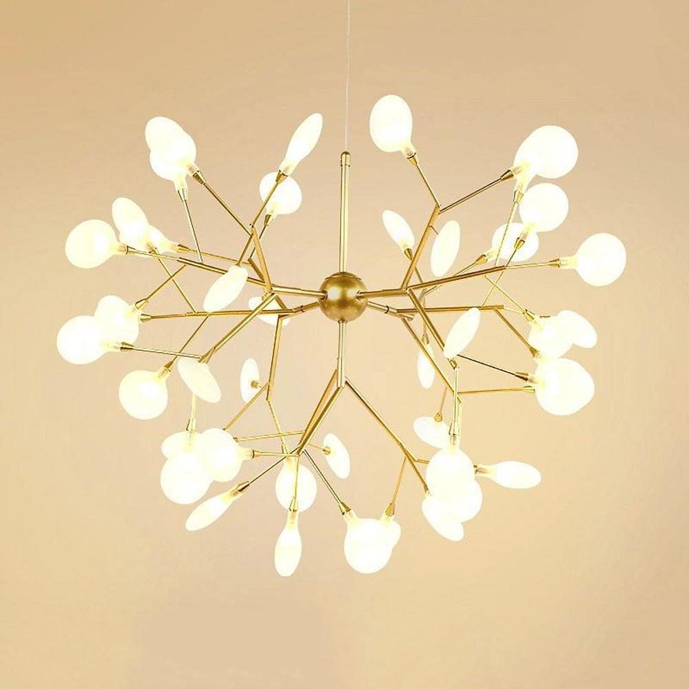 45 Light Copper Sputnik Chandelier Modern Glass Globe Pendant Lighting for Living Room