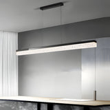 47 Inch Modern LED Linear Island Chandelier Dimmable Pendant Light with Ice Crack Resin Shade