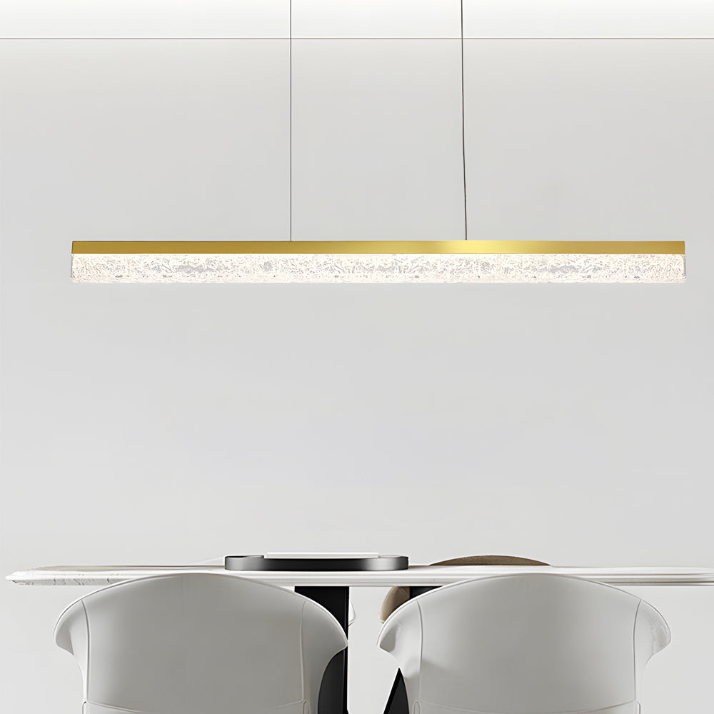 47 Inch Modern LED Linear Island Chandelier Dimmable Pendant Light with Ice Crack Resin Shade