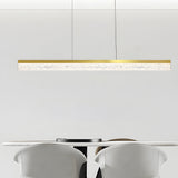 47 Inch Modern LED Linear Island Chandelier Dimmable Pendant Light with Ice Crack Resin Shade