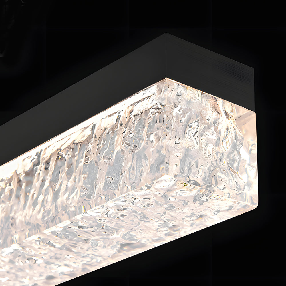 47 Inch Modern LED Linear Island Chandelier Dimmable Pendant Light with Ice Crack Resin Shade
