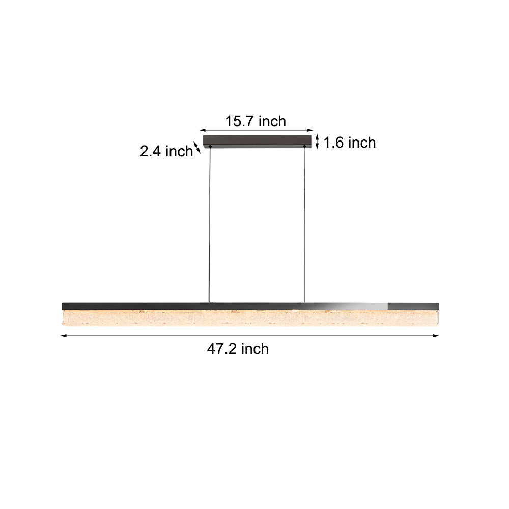 47 Inch Modern LED Linear Island Chandelier Dimmable Pendant Light with Ice Crack Resin Shade