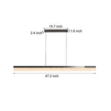 47 Inch Modern LED Linear Island Chandelier Dimmable Pendant Light with Ice Crack Resin Shade