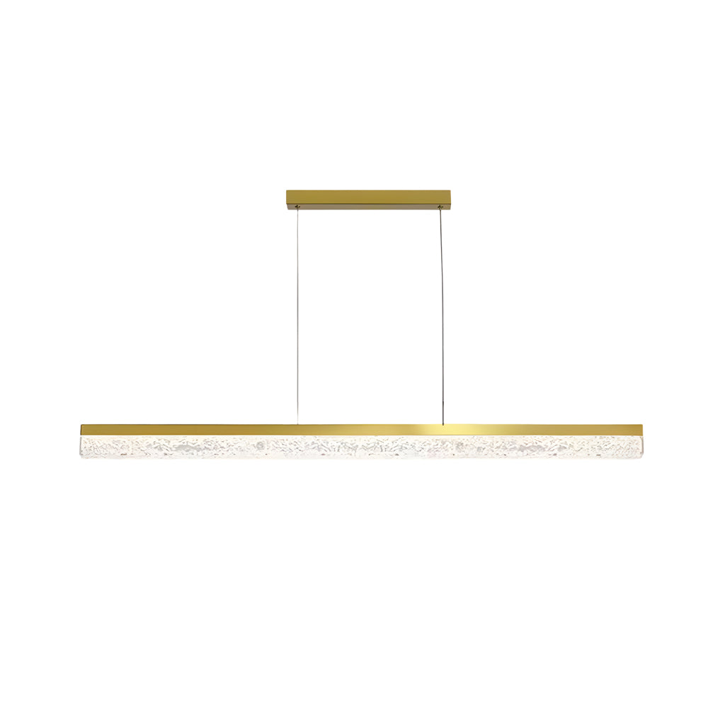 47 Inch Modern LED Linear Island Chandelier Dimmable Pendant Light with Ice Crack Resin Shade