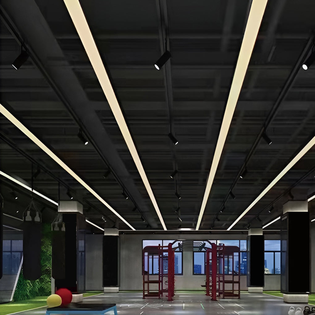 47 Inch Modern LED Linear Pendant Light 6 Pack Rectangle Aluminum Hanging Office Chandelier