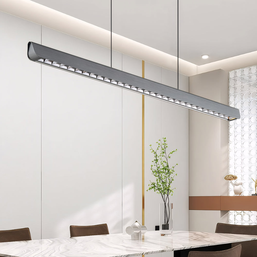 48 Inch Modern Linear LED Island Pendant Light in Brushed Deep Gray Aluminum for Kitchen