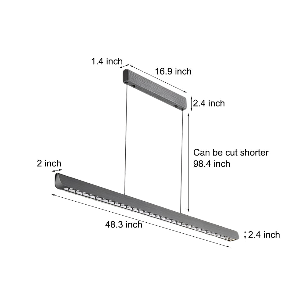 48 Inch Modern Linear LED Island Pendant Light in Brushed Deep Gray Aluminum for Kitchen