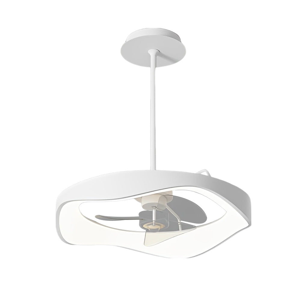 Modern White LED Ceiling Fan with Remote Control and Stepless Dimmable Lighting