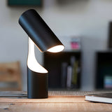 Modern Matte Black LED Desk Lamp with Adjustable Cylindrical Shade for Office and Workspace