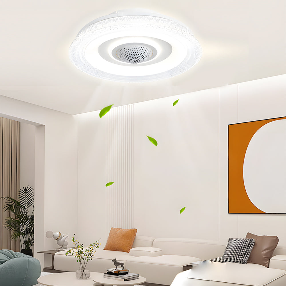 Modern 20 Inch Bladeless Smart Ceiling Fan with Dimmable LED Light and Remote Control