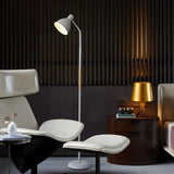 59 Inch Nordic Arc LED Floor Lamp with Wood Accents for Bedroom and Office Task Lighting