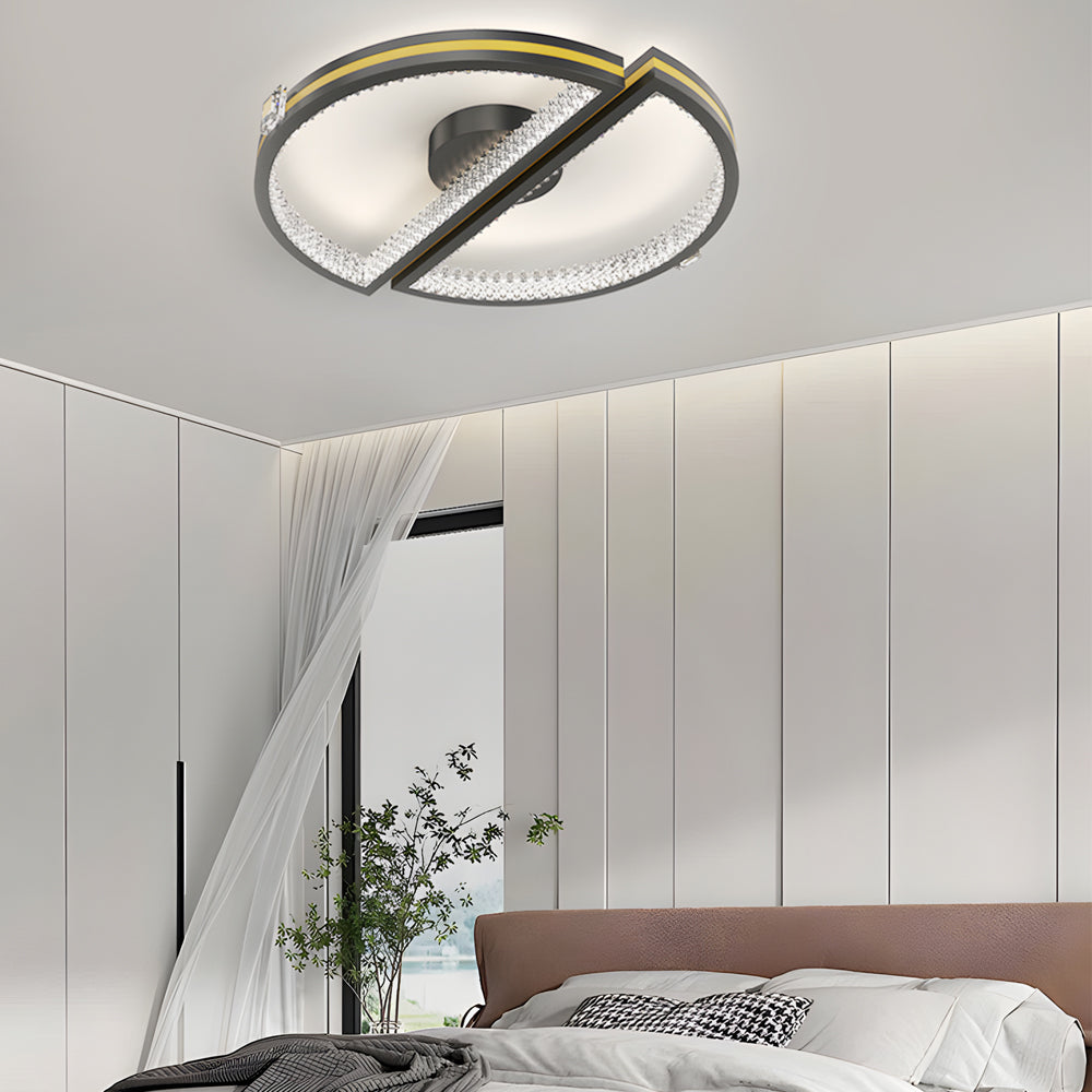 Modern Geometric Semicircle LED Ceiling Light Fixture with Three Step Dimming and Ring Design