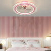 Modern Round Star Decor Bladeless Ceiling Fan with 3 Step Dimming Flush Mount Light Fixture