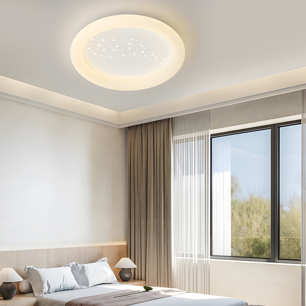 Modern Square and Round LED Ceiling Light Fixture with 3 Step Color Dimming in Milky White