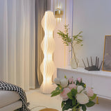 Sculptural Wavy LED Floor Lamp with White Acrylic Shades and Foot Pedal Control