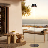 Modern 48.8 Inch Black Rechargeable LED Floor Lamp with Touch Dimming and IP54 Waterproof Rating