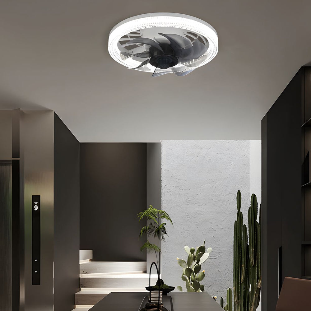 Modern 12.2 Inch Low Profile LED Ceiling Fan with 7 Blades and Remote Control