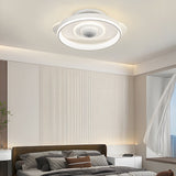 Modern Smart Bladeless Ceiling Fan with Dimmable LED Light and Air Sterilization Filter in White