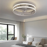 Modern Low Profile Bladeless Ceiling Fan with 3 Color Dimmable LED Light and Remote Control