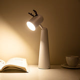 Modern White Antler LED Desk Lamp with USB Rechargeable Battery and Warm Night Light