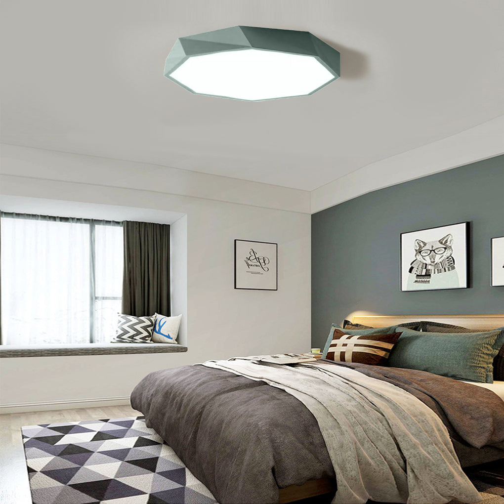 Modern Geometric LED Flush Mount Ceiling Light for Bedroom and Kitchen Dimmable Fixture