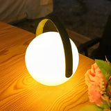 Rechargeable LED Sphere Table Lamp with RGB Color Changing and PU Leather Handle for Bedside