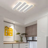 Modern White Geometric Linear LED Ceiling Light Dimmable Flush Mount with Remote Control