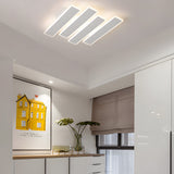 Modern White Geometric Linear LED Ceiling Light Dimmable Flush Mount with Remote Control