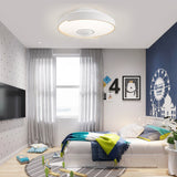 Modern Round Bladeless Ceiling Fan with Integrated Dimmable LED Light and 6 Speed Motor