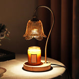 Modern Nordic Floral Glass Table Lamp with Integrated Cup Holder and Dimmable LED Light