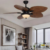 Tropical Palm Leaf Reversible Ceiling Fan with LED Light and Remote Control in Vintage Brown 42 52 Inch