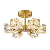 Modern Copper Crystal Ceiling Light Fixture with 180 Degree Adjustable Multi Light Shades