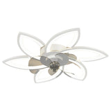 Modern Flower Flush Mount LED Ceiling Fan Smart Dimmable Low Profile Lighting for Bedroom
