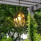 Bronze Outdoor Chandelier Waterproof Glass Pendant Light for Cabin Porch and Garden Illumination