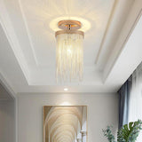 Modern Farmhouse Tassel Metal Semi Flush Mount Ceiling Light for Bedroom Hallway and Entryway Decor
