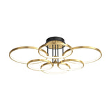 Modern Gold LED Ring Ceiling Light with Leather Accents and 3 Step Dimming